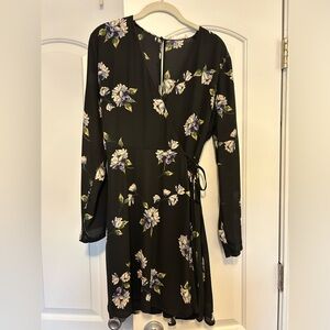 Lush navy floral true wrap dress